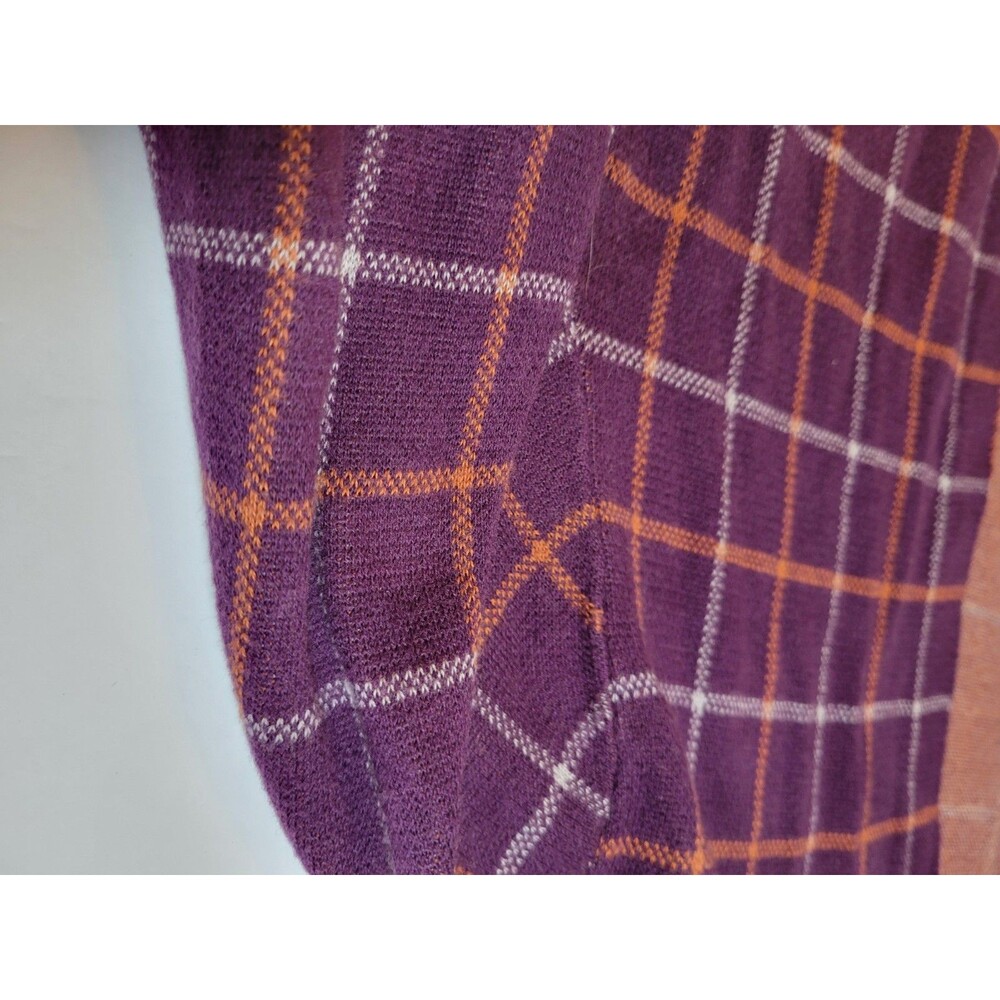 Lands' End Plus Size 2X 20W 22W Purple Burgundy Plaid 100% Cotton Open Front - Picture 10 of 11